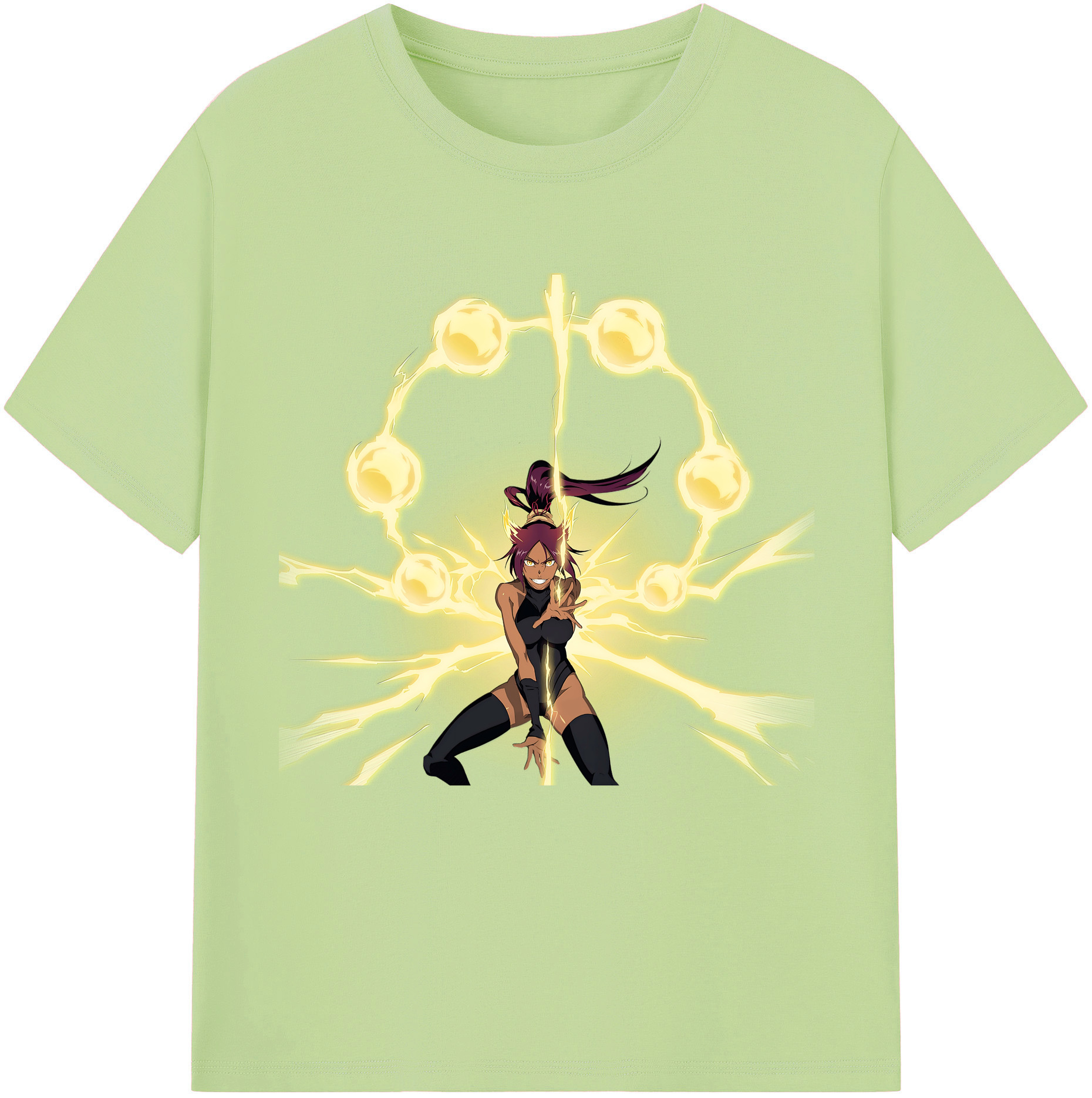 （画像用） ブリーチ 四楓院 夜一（しほういん よるいち） BLEACH Shihouin Yoruichi 綿100％半袖Tシャツ（フロントプリント）